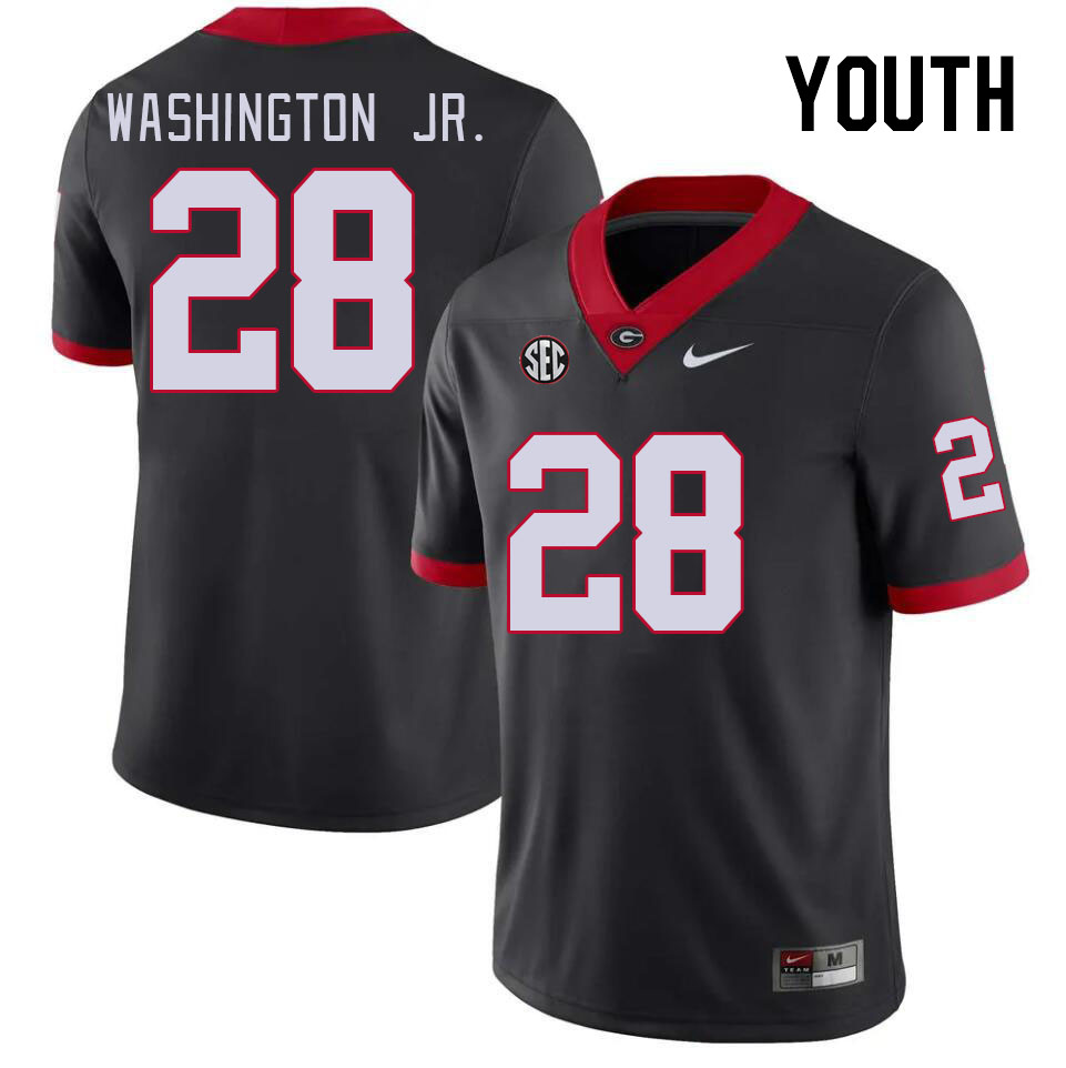 Georgia Bulldogs Youth Marcus Washington Jr. #28 Black Stitched College UGA Football Jersey 23JT018EU